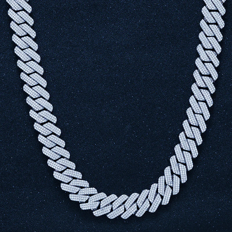 19mm Diamond Prong Link Cuban Chain - 925 Silver - Image 4