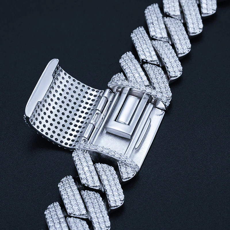 19mm Diamond Prong Link Cuban Chain - 925 Silver - Image 5