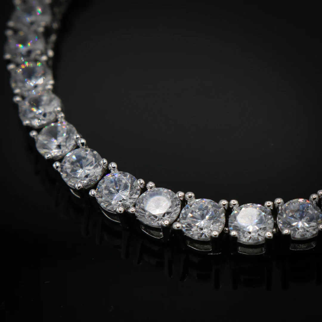4mm Tennis Necklace - White Gold - Image 6