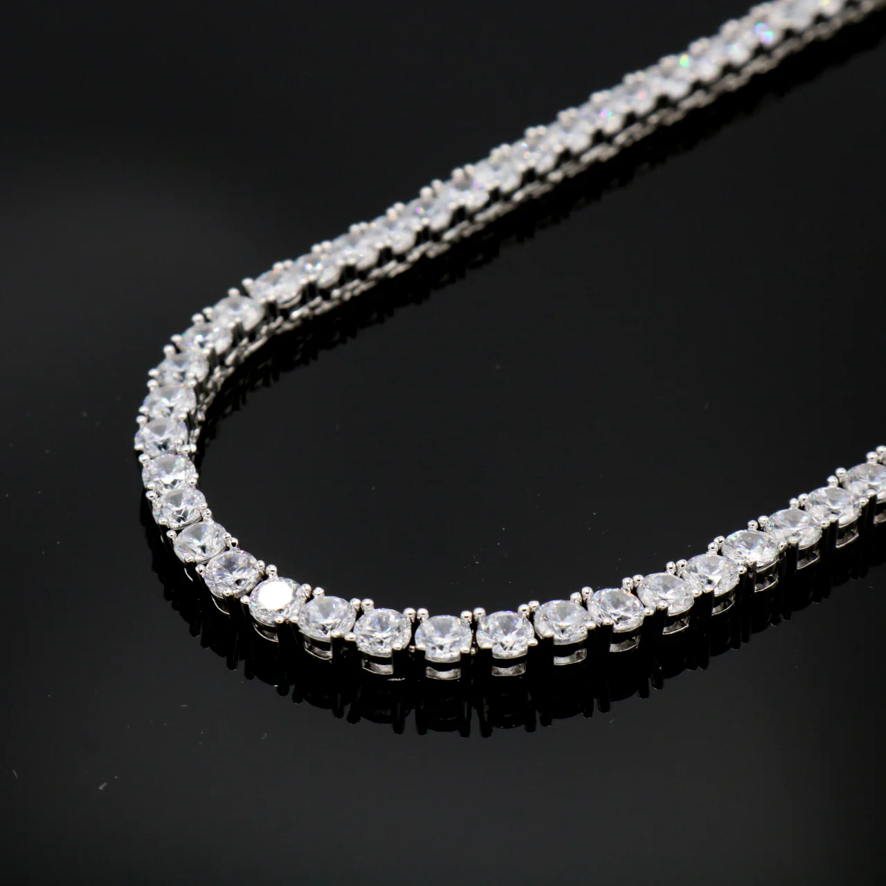 4mm Tennis Necklace - White Gold - Image 7