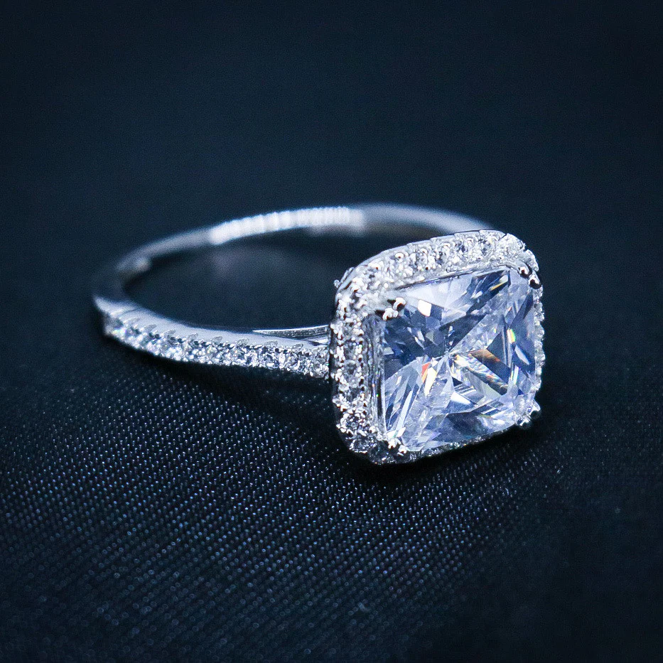 Iced Princess Cut CZ Diamond Ring - 925 Silver - Image 4